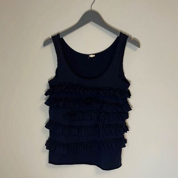 J‎ Crew Ruffled Tank Top. Navy. Size XS - Picture 1 of 7